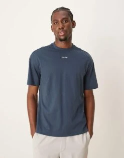 Calvin Klein Nano Logo T-shirt In Blue For Men Ink