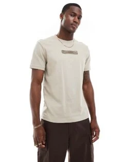 Calvin Klein Embroidered Logo T-shirt In Beige For Men Fresh Clay