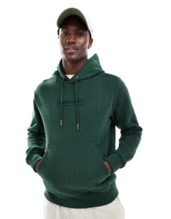 Calvin Klein Embroidered Logo Hoodie In Mid Green For Men