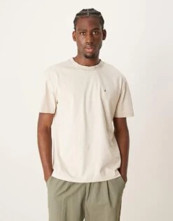 Calvin Klein Neck Logo T-shirt In Beige For Men Stony Beige