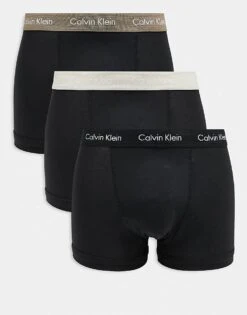 Calvin Klein 3 Pack In Black With Beige Waistbands - ASOS Exclusive For Men