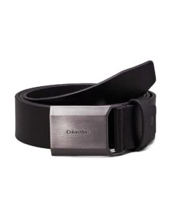 Calvin Klein Leather Belt In CK Black Pebble For Men