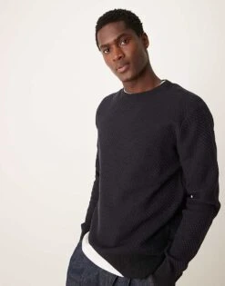 Calvin Klein Two Tone Knit Jumper In Black For Men Ck Black