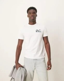 Calvin Klein Backprint Graphic T-shirt In White For Men Bright White