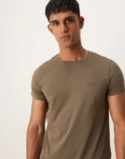 Calvin Klein Stretch Slim Fit T-shirt In Olive Green For Men Tarmac