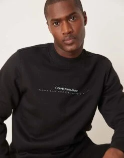 Calvin Klein Jeans Minimal Logo Sweatshirt In Black For Men Ck Black