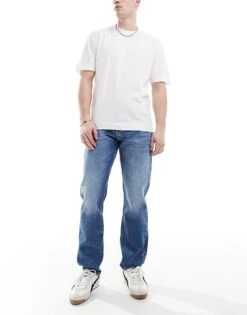 Calvin Klein Jeans Slim Straight Jeans In Mid Wash For Men Denim Medium