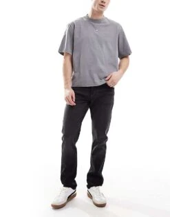 Calvin Klein Jeans Slim Straight Jeans In Black Wash For Men Denim Black