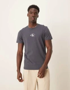 Calvin Klein Jeans Monologo T-shirt In Ebony For Men