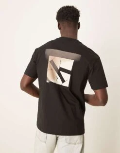 Calvin Klein Jeans Ombre Backprint Graphic T-shirt In Black For Men Ck Black