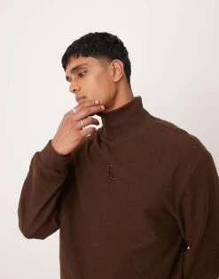 Calvin Klein Jeans Cosy Roll Neck Jumper In Brown - ASOS Exclusive For Men Antique Brown
