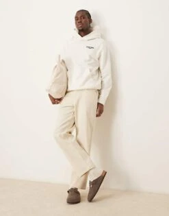Calvin Klein Jeans Logo Backprint Hoodie In Off White - ASOS Exclusive For Men Ivory