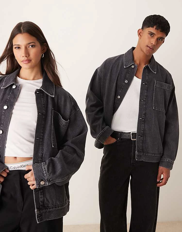 Calvin Klein Jeans Oversized Denim Jacket In Washed Grey - ASOS Exclusive For Unisex Denim Grey - Image 5