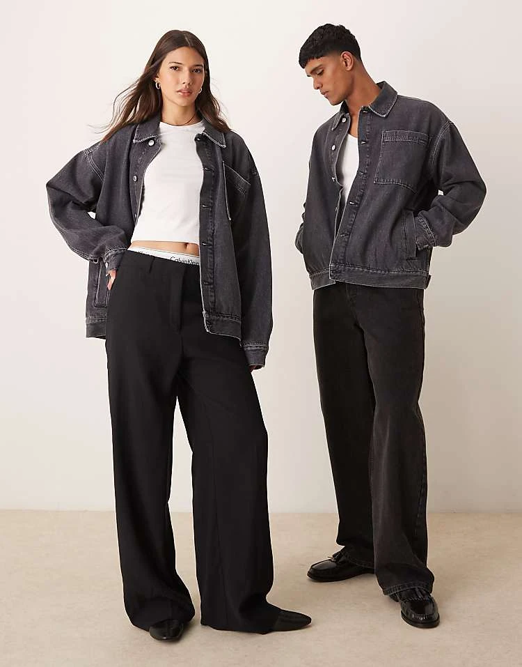 Calvin Klein Jeans Oversized Denim Jacket In Washed Grey - ASOS Exclusive For Unisex Denim Grey - Image 2