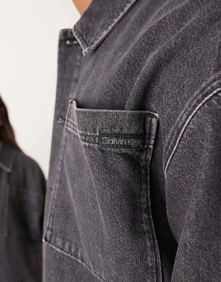 Calvin Klein Jeans Oversized Denim Jacket In Washed Grey - ASOS Exclusive For Unisex Denim Grey - Image 3