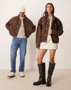 Calvin Klein Jeans Oversized Denim Jacket In Dark Brown - ASOS Exclusive For Unisex Denim Dark