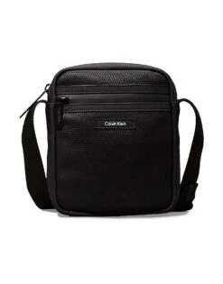 Calvin Klein Small Reporter Bag In Black Rubberized For Men