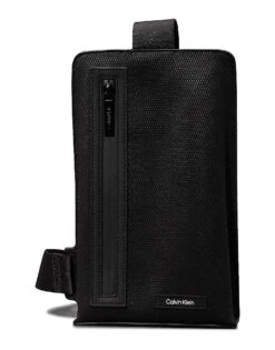 Calvin Klein Sling Bag In Black Rubberized For Men