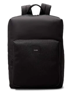 Calvin Klein Square Backpack In Black Rubberized For Men