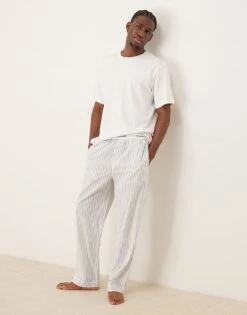 Calvin Klein Cotton Pyjama Bottoms In Grey Stripe For Men Steady Stripe_grisa