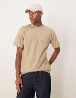 Calvin Klein Jeans Woven Patch Logo T-shirt In Stone For Men Tree House