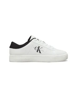 Calvin Klein Jeans Classic Cupsole Trainers In White And Black For Men Bright White/black