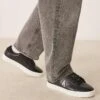 Calvin Klein Jeans Classic Cupsole Leather Trainers In Black And White For Men Black/bright White
