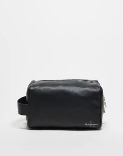 Calvin Klein Jeans Logo Washbag In Black For Men Na Black