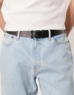 Calvin Klein Jeans Classic Leather Belt In Black For Men Black/antique Silve