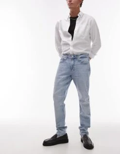 Calvin Klein Jeans Slim Tapered Jeans In Light Wash For Men Denim Light