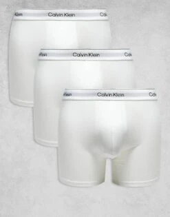 Calvin Klein Icon Cotton Stretch 3 Pack Boxer Briefs In Triple White For Men