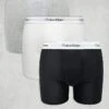 Calvin Klein Icon Cotton Stretch 3 Pack Boxer Briefs In Grey White And Black For Men Multi
