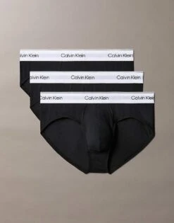 Calvin Klein Icon Cotton Stretch 3 Pack Hip Briefs In Black For Men Black, Black, Blac