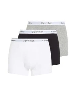 Calvin Klein Icon Cotton Stretch 3 Pack Darted Trunk In Black, White, Grey For Men Multi