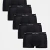 Calvin Klein Icon Cotton Stretch 5 Pack Low Rise Trunk In Black For Men