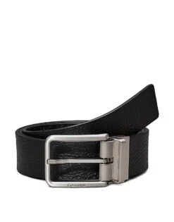 Calvin Klein Leather Reversible Logo Belt In Black Pb/black Twill Mono For Men