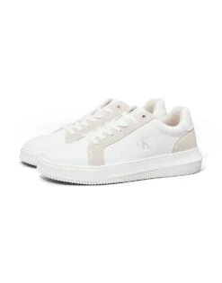 Calvin Klein Jeans Canvas Trainers In Bright White/eggshell For Men