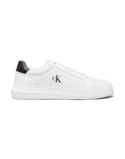 Calvin Klein Jeans Leather Trainers In Bright White/black For Men